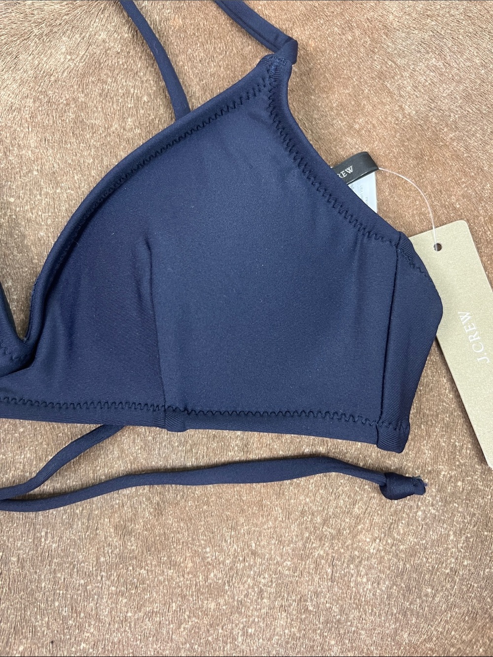 J Crew French Cross Back Bikini Top Navy - Picture 3 of 5